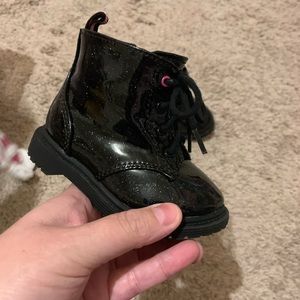 Black Sparkle side zip boots